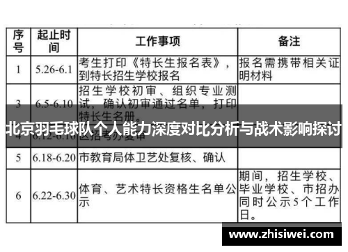 北京羽毛球队个人能力深度对比分析与战术影响探讨
